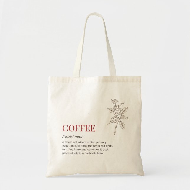 Bolsa Tote Engraçado Caffeine Dictionary Definition Witty Cof (Frente)