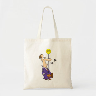 Bolsa Tote Engraçado Cartoon Businessman no Bus Stop