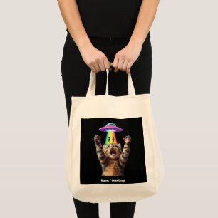 Bolsa Tote Engraçado Cat Selfie Alienígena OFO Hilariable Per