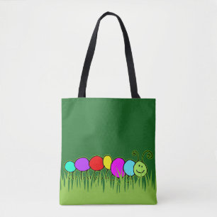 Bolsa Tote Engraçado Caterillar Netand gramínea