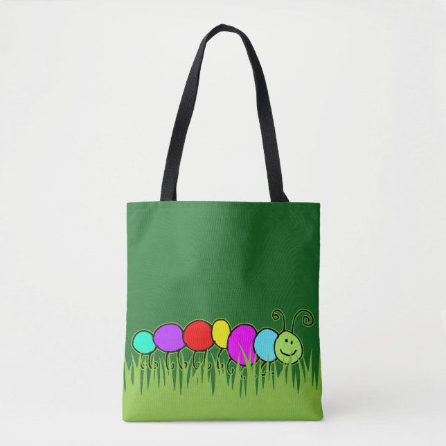 Bolsa Tote Engraçado Caterillar Netand gramínea (Frente)