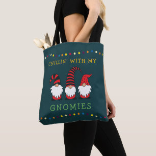 Bolsa Tote Engraçado Chillin' Com Meu Pun De Natal Gnomos A