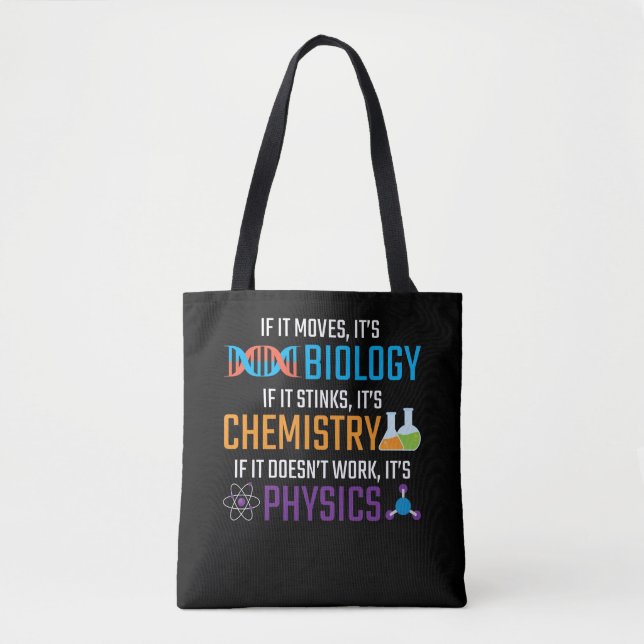 Bolsa Tote Engraçado Ciência Biologia Química Professor de Fí (Frente)