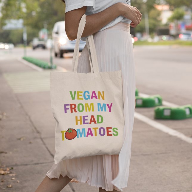 Bolsa Tote Engraçado Colorido Vegan da Cabeça aos Tomates (Criador carregado)