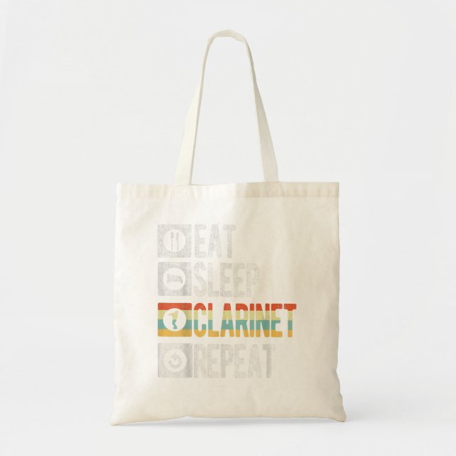 Bolsa Tote Engraçado Coma Dormir Clarinet Repito Músico Re (Frente)