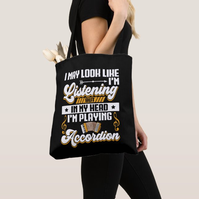 Bolsa Tote Engraçado escutar na minha cabeça Estou tocando Ac (Close Up)