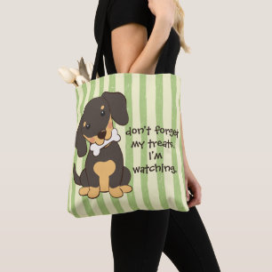 Bolsa Tote Engraçado Estou Observando Dachshund Preto Listras