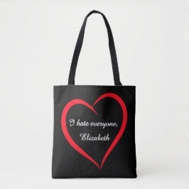 Bolsa Tote Engraçado Eu Odeio Todos o Nome Personalizado Intr