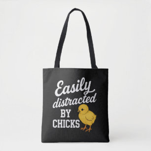 Bolsa Tote Engraçado "Facilmente Distraído Por Frangas" Humor