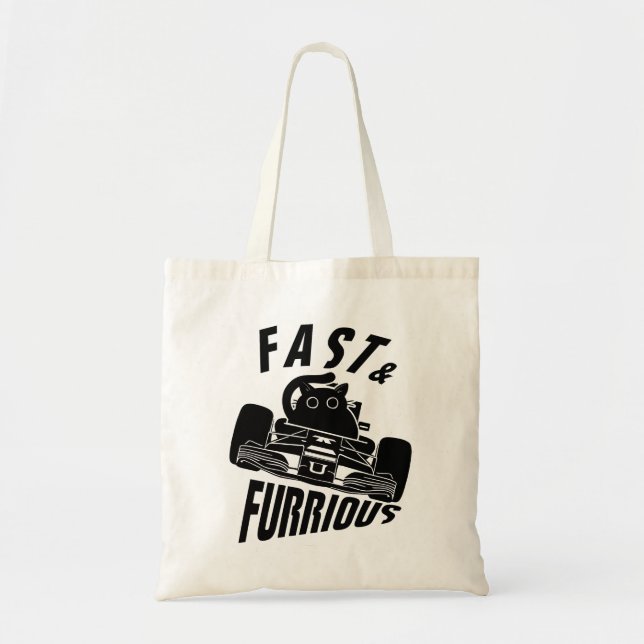 Bolsa Tote Engraçado FURRurioso gato dirigindo carro (Frente)