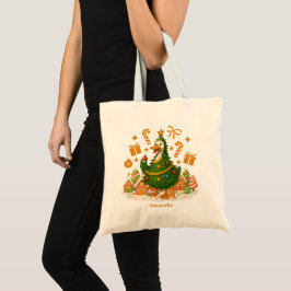 Bolsa Tote Engraçado ganso de árvore de Natal | Comemorações