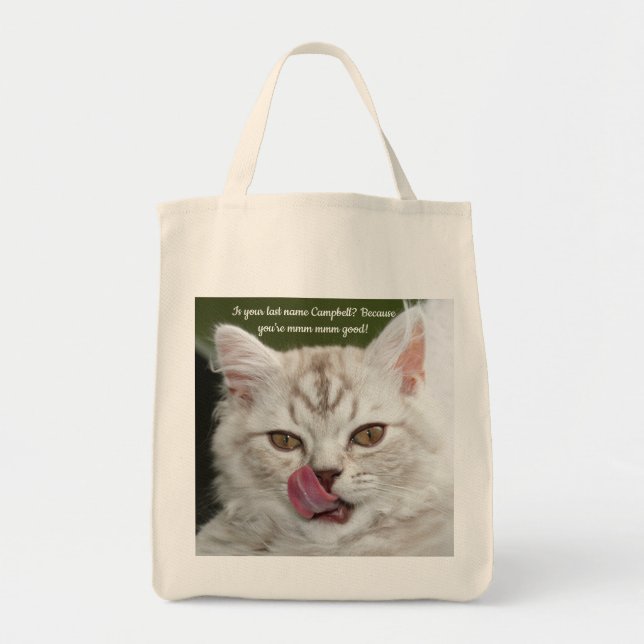 Bolsa Tote Engraçado, Gatinho Bonito A Lamber As Coisas. (Frente)