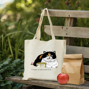 Bolsa Tote Engraçado Gato Malhado Mimado Alimentar Gato Rosa
