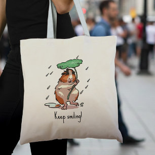 Bolsa Tote Engraçado Guiné continua sorrindo desenho animado