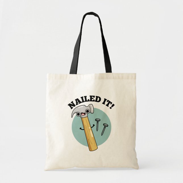 Bolsa Tote Engraçado, Hammer Nail Pun (Frente)