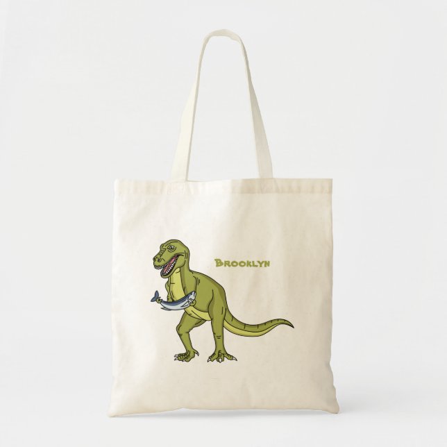 Bolsa Tote Engraçado ilustração do dinossauro T rex (Frente)