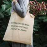 Bolsa Tote Engraçado Introdução mas disposto a falar sobre pl<br><div class="desc">Engraçado amante o saco de tote com uma citação: Apresentado mas disposto a falar sobre plantas! Saco de tota bonito com alças coloridas - para todos os que amam jardinagem, plantas, paisagens ou vegetação. Faz um belo presente para seu jardineiro ou fã de plantas favorito. Personalize-o com o nome escolhido...</div>