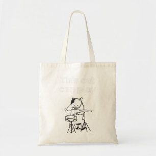 Bolsa Tote Engraçado Jazz Cat Drummer