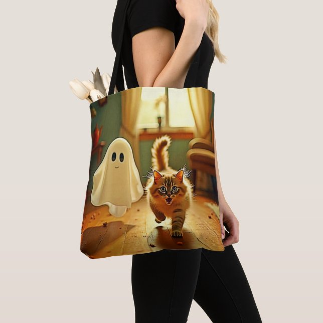 Bolsa Tote Engraçado Kitten Spookie Design (Close Up)