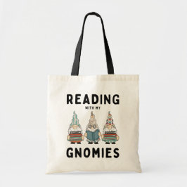 Bolsa Tote Engraçado Livro Lover Lendo Com Meus Gnomos