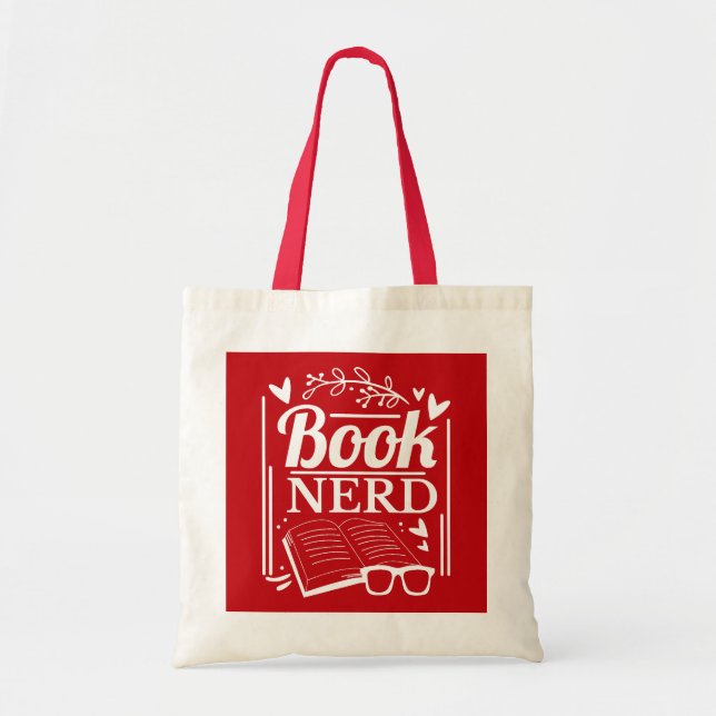 Bolsa Tote Engraçado Livro Vermelho Nerd Cotação (Frente)