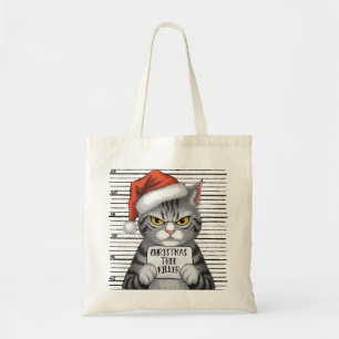Bolsa Tote Engraçado Matador de Árvore de Natal Gato