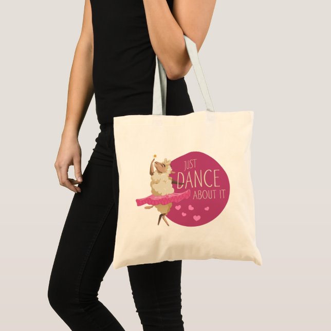 Bolsa Tote Engraçado Mensagem De Ovelha - Apenas Dance Sobre  (Frente (produto))