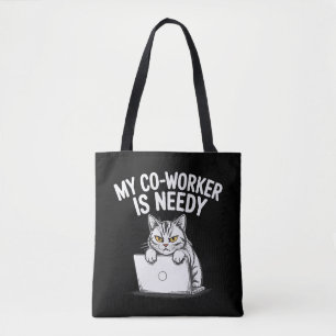 Bolsa Tote Engraçado "Meu Colega de Trabalho é Carente" Gato