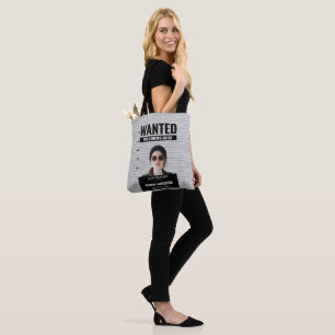 Bolsa Tote Engraçado Mugshot Queria Poster de Nome e Texto Pe