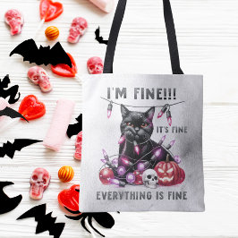 Bolsa Tote Engraçado Negro Gato Luzes de Natal Halloween