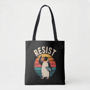 Bolsa Tote Engraçado Pinguim Resiste Protesto Contra Tarifas