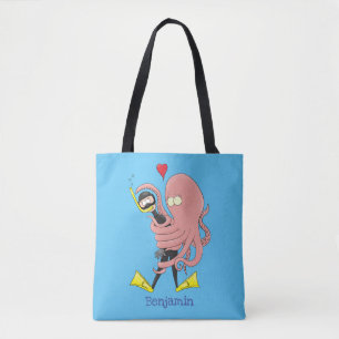 Bolsa Tote Engraçado polvo abraços mergulham humor de desen