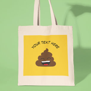 Bolsa Tote Engraçado Poop Emoji com mensagem personalizada