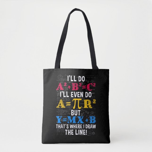 Bolsa Tote Engraçado Professor de Matemática Humor Algebra Pi (Frente)