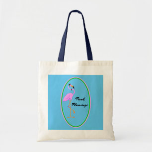 Bolsa Tote Engraçado Punk Rosa Flamingo no Teal