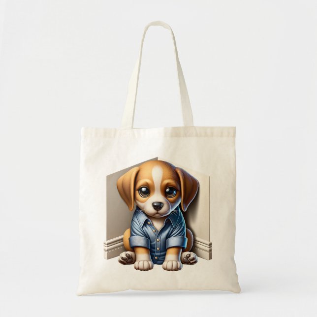 Bolsa Tote Engraçado Puppy triste humor (Frente)