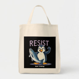 Bolsa Tote Engraçado Resiste Pinguim Protesto Contra Tarifas
