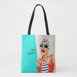 Bolsa Tote Engraçado Retro Fabulosa Senhora de Praia em Óculo