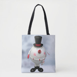 Bolsa Tote Engraçado Round Snowman Natal