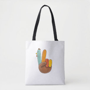 Bolsa Tote Engraçado Sinal De Paz De Ação De Graças À Turquia