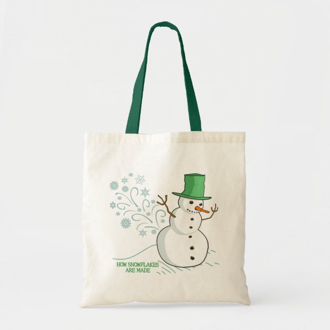 Bolsa Tote Engraçado Snowman Farta Snowflakes (Frente)