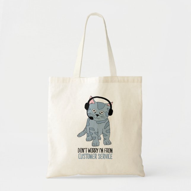Bolsa Tote Engraçado Sorriso Para O Cliente De Gato Suporte E (Frente)