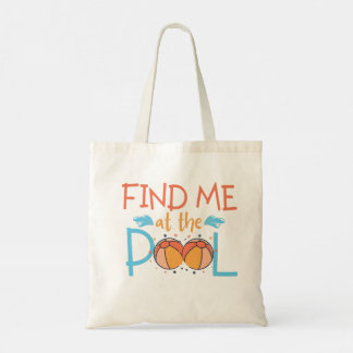 Bolsa Tote Engraçado Summer, me encontre na piscina, bola de