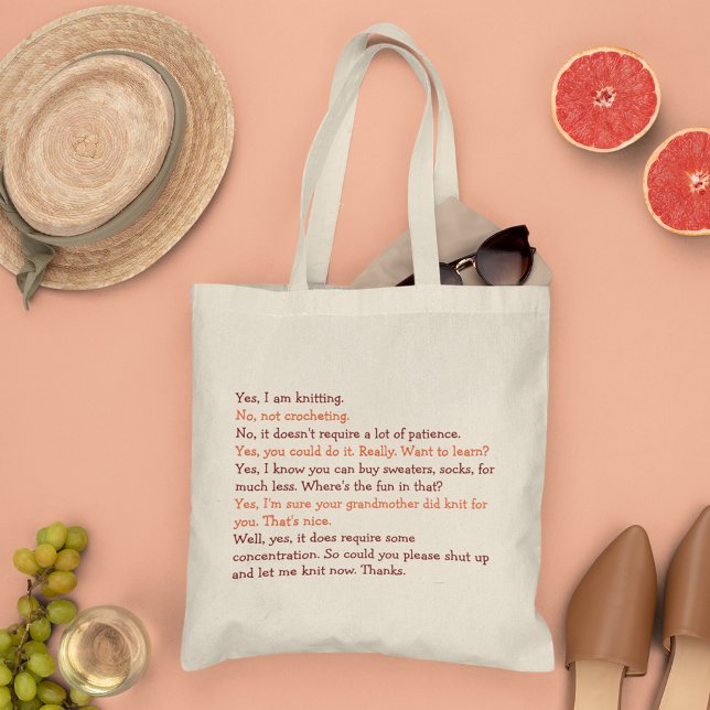 Bolsa Tote Engraçado tricô Conversação Mãe Dia de as mães Yar (Funny Knitting Conversation Mom Mothers Day Yarn Tote Bag)