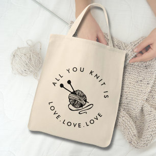 Bolsa Tote Engraçado tricotar Tudo que você tricota é amor
