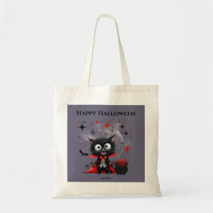 Bolsa Tote Engraçado Vampiro Gatinho de Halloween ou Tratar
