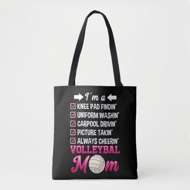 Bolsa Tote Engraçado Voleibol Mãe Aplausos Suporte A Mãe (Frente)