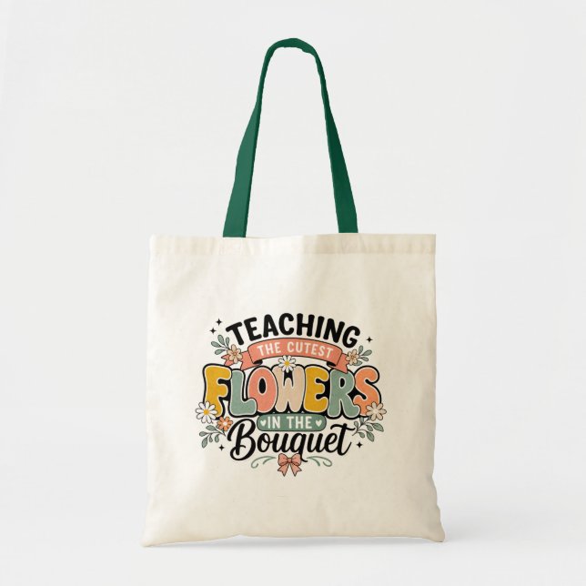 Bolsa Tote Ensinando as Flores Mais Fofas no Buquê Retro  (Frente)