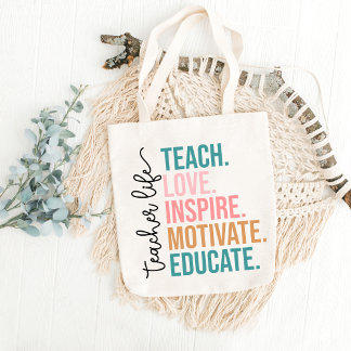 Bolsa Tote Ensinar Amor inspira Motivação Educar Professores
