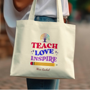 Bolsa Tote Ensinar Amor Inspira Professora Minimalista